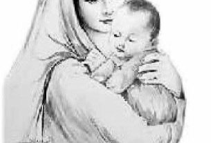 Veiled mother gently cradling a sleeping baby close to her chest in a tender, protective pose.
