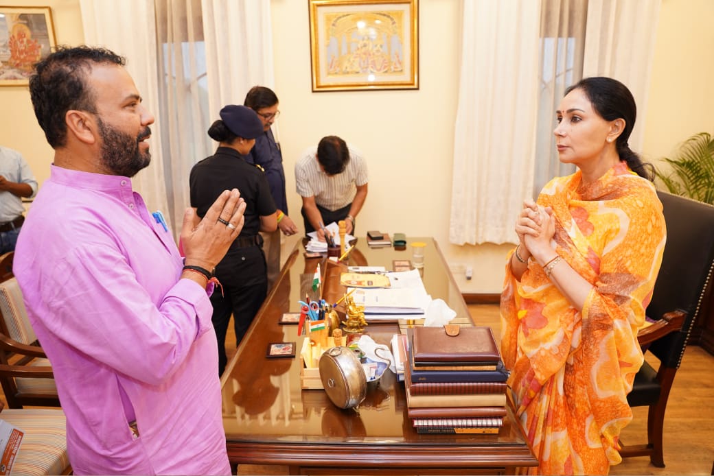 उपमुख्यमंत्री दिया कुमारी से जैन समाज के राष्ट्रीय नेता विकेश मेहता की शिष्टाचार भेंट